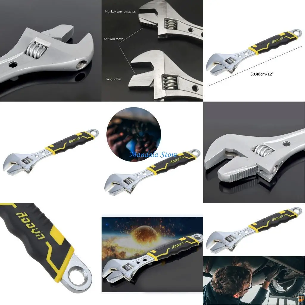 

U2JC Adjustable Wrench Universal Monkey Spanner Multi-function Hand Tools Nut Sink Wrench Bathroom Pipe Large Open Spanner