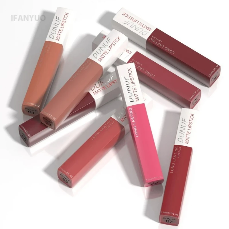 Matte Lipstick Non Stick Cup Red Nude Waterproof Long Lasting Liquid Lip Gloss Velvet Finish Resistant To Fading Lip Tint Makeup - view 6