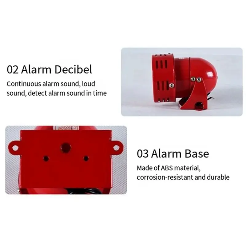 ABGI-2X MS-190 Motoralarm 220V 120DB Roter Mini-Metallmotoralarm Industrieller Schallalarm Elektrischer Diebstahlschutz Motorala – Detail 5