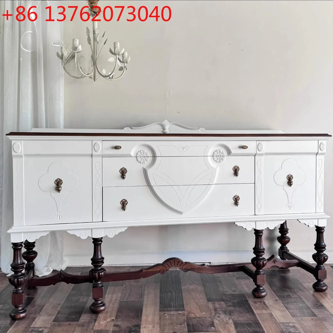 

French retro dining side cabinet American living room decorative cabinet Modern simple entrance cabinet