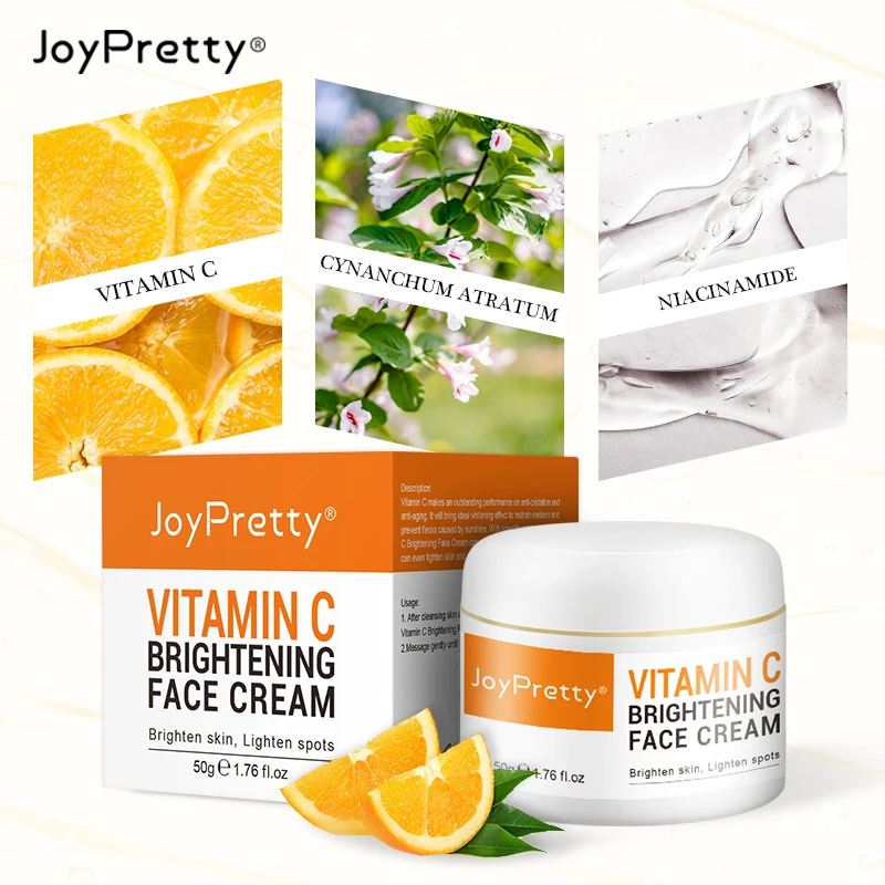 Vitamin C Face Cream Skin Care Pigment Spots Freckles Remover Whitening Moisturizing Anit-Aging Cosmetics Korean Beauty Health