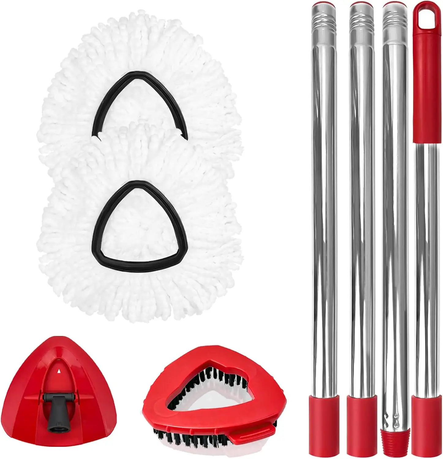 

Spin Mop Replacement Set with 2 Mop Heads, Adjustable Handle, Scrubber & Base for Easy Cleaning