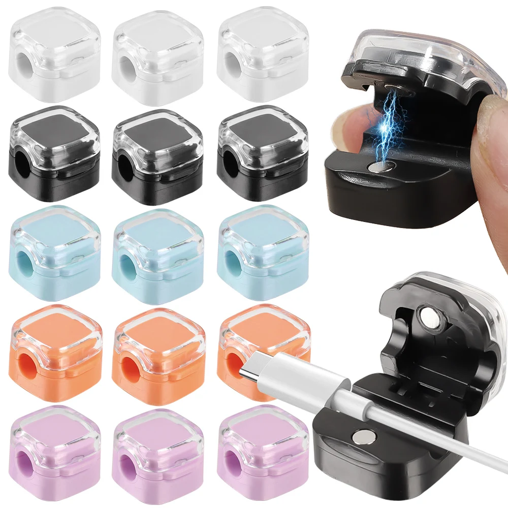 1-5PCS Colorful Magnetic Cable Organizers Clips Adjustable Cord Holder Under Desk USB Line Earphone Management Wire Keeper