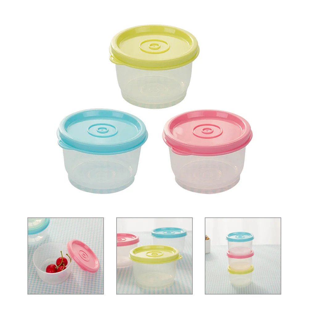 

3 Pcs 160ml Food Storage Containers Small Airtight Fresh Keep Box Fridge Vegetable Fruit Containers Stackable Kitchen Organizer