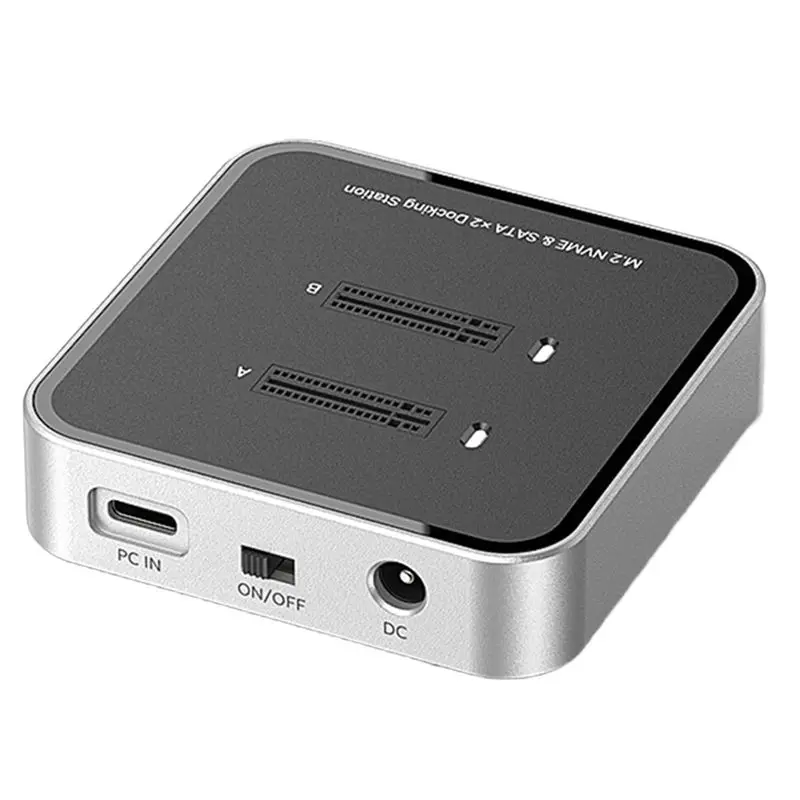 Dual Disk M. 2 TYPE-C HUB Expansion 10Gbps Dual Protocol, Hard Disk Seat, Solid State Drive Box UK Plug