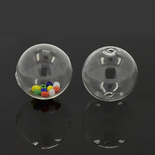 PandaHall 100pcs Handmade Blown Glass Globe Beads, Two Holes Round Clear, 10-60mm Assorted Sizes for DIY Jewelry Making
