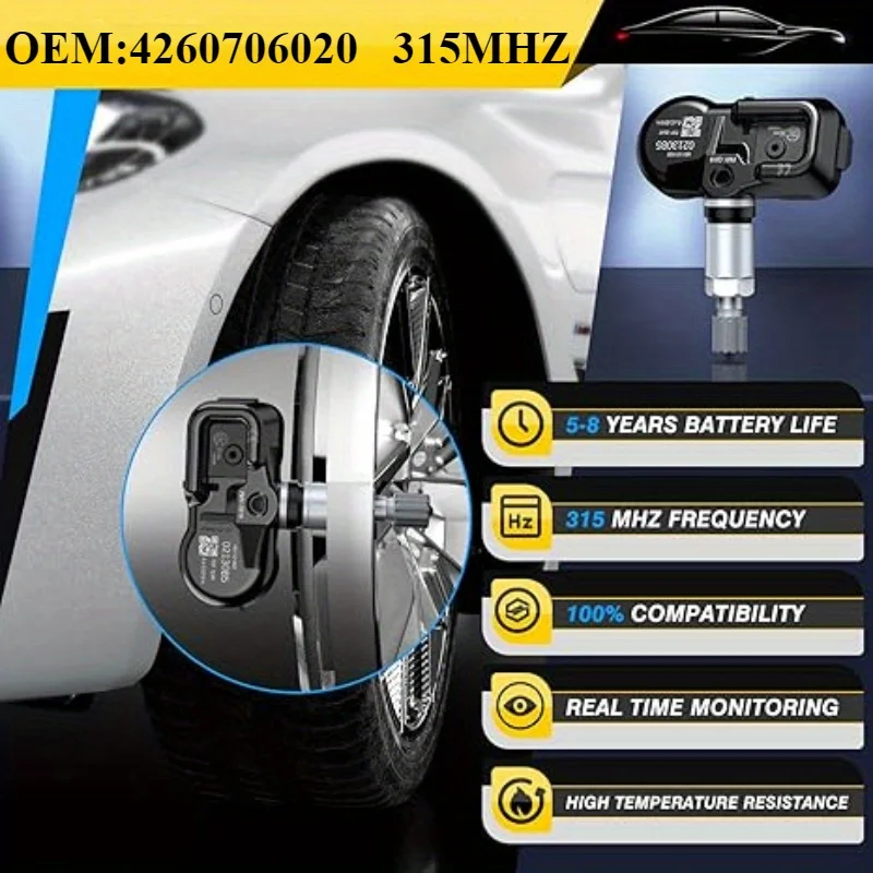 

4 шт. ДАТЧИК ДАВЛЕНИЯ В ШИНА/TPMS OEM # 4260706020 # 315 МГц # LEXUS:RX # TOYOTA:Alphard/Camry/RAV4/Sienna/Crown/Corolla/Land Cruiser/Prado