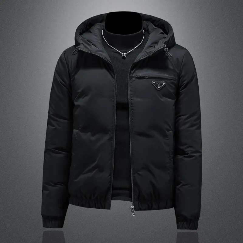 

Высококачественная зимняя мужская пуховая куртка с капюшоном, утепленная, модная, городская, повседневная, из нейлоновой ткани, стандартного кроя, на молнии