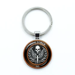 Classic Task Force 141 Pattern Black Glass Dome Keychains Unique Men Women Bag Car Key Chain Ring Holder Jewelry Gifts