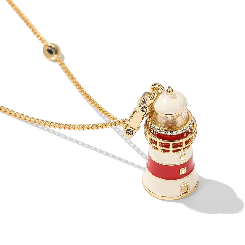 Bracelet Hand String Enamel Glaze Three-Dimensional Lighthouse Pendant Ins Niche Design Sense Light Luxury Fashion Small Tower