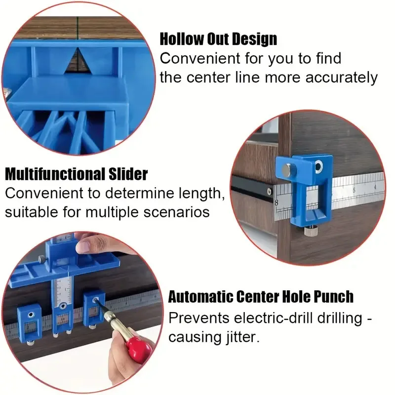 Imagem -04 - Carpintaria Drill Punch Locator Jig Drill Guide Cabinet Handle Modelo Knob Centro Hole Punch Ferramenta de Madeira