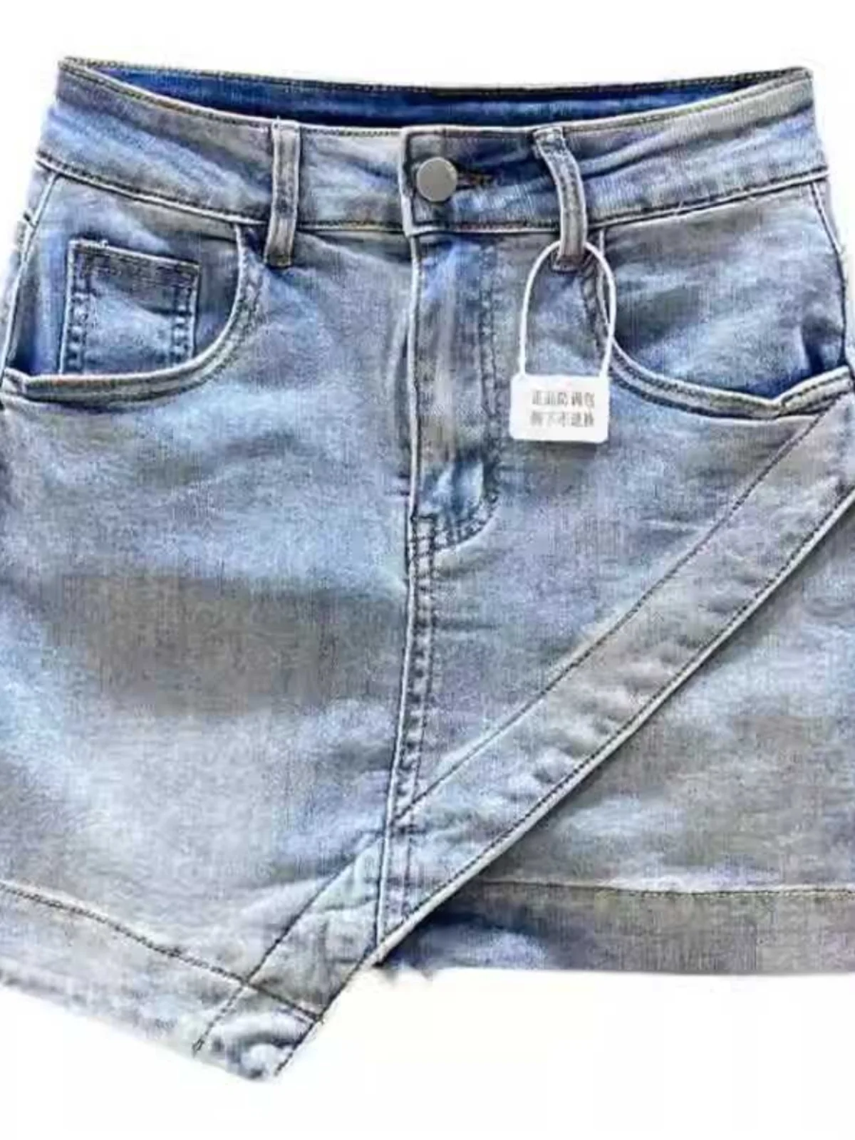 เอวสูง A-Line กระโปรงผู้หญิง DENIM ไม่สมมาตรกระชับสัดส่วน ort กระโปรงอินเทรนด์ COMMUTER Sle Cotton Blend ฤดูร้อนใหม่ Ar...
