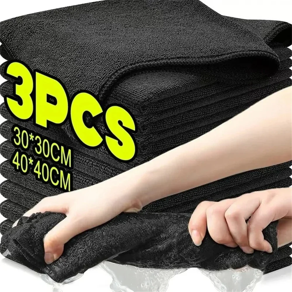 أسود متناهية الصغر الألياف الملابس المنزلية خرقة سيارة نظيفة البوليستر القطن التجفيف السريع منفضة منشفة المطبخ طبق القماش تجوب الوسادة #1