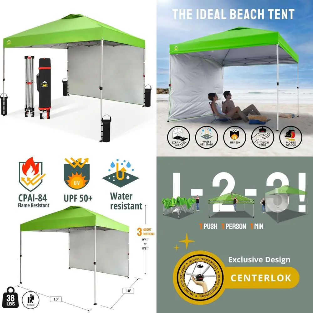 

Quick Setup 10x10 Outdoor Canopy with Side Wall - Portable Sun Shelter for Events, Parties, Camping, Beach Use