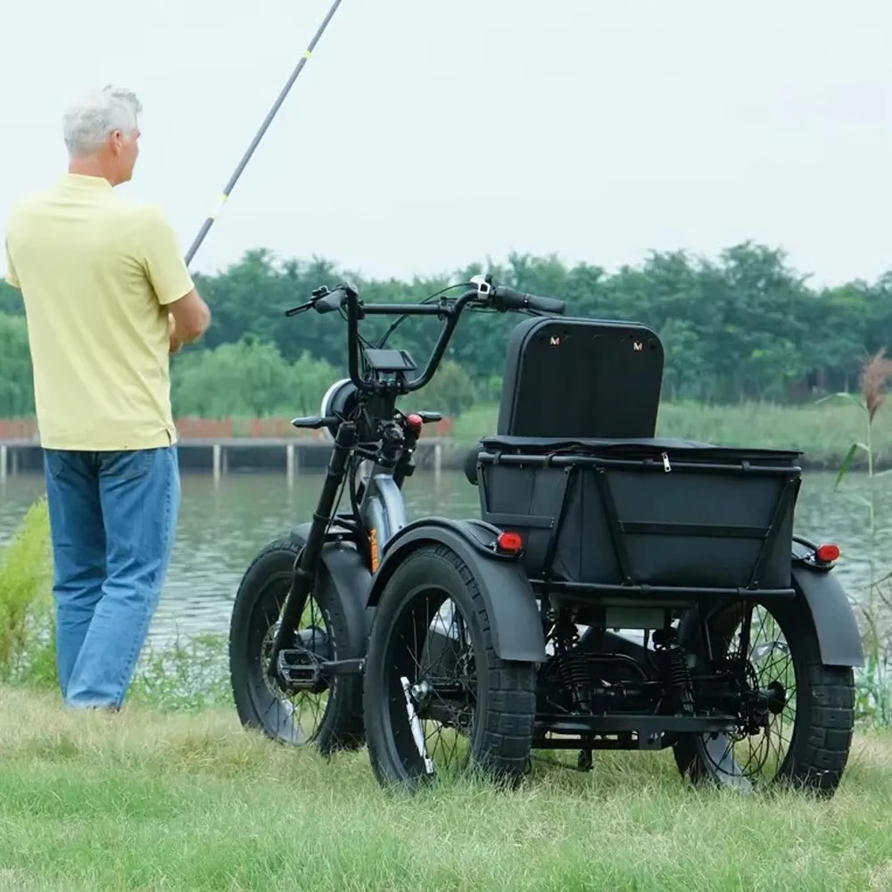 Bicicleta eléctrica de 3 ruedas con Motor Dual, triciclo eléctrico con neumático ancho, marco de aleación de aluminio de viaje largo, triciclo de tres ruedas, bicicleta de carga familiar