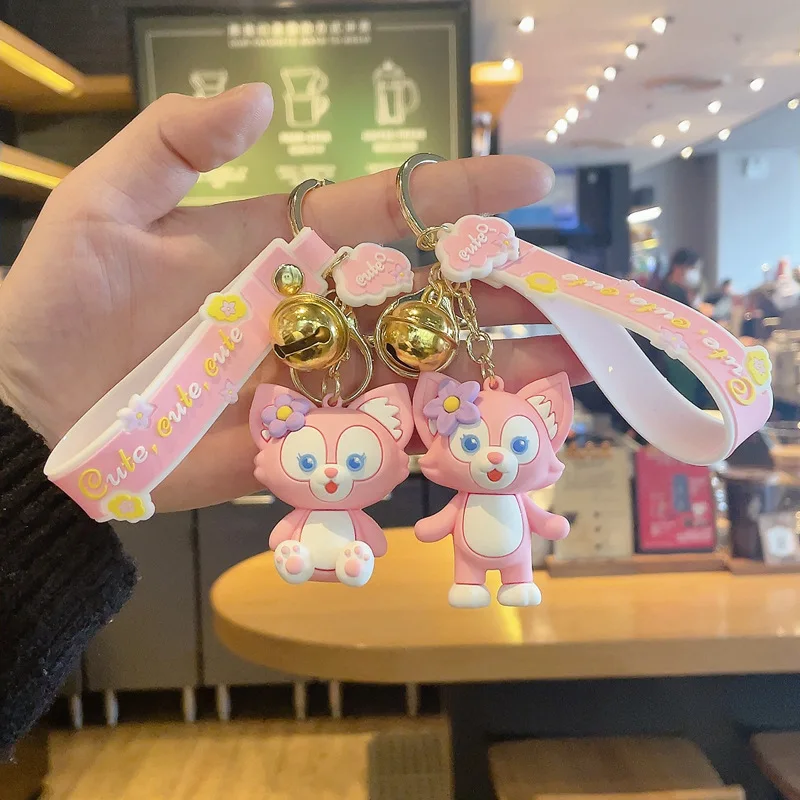 Disney Cartoon Fox Linabell Dolls Keychain Cute Epoxy Lina Bell Figurine Key Chain Girls Gifts Pendant for Bag Backpack Car