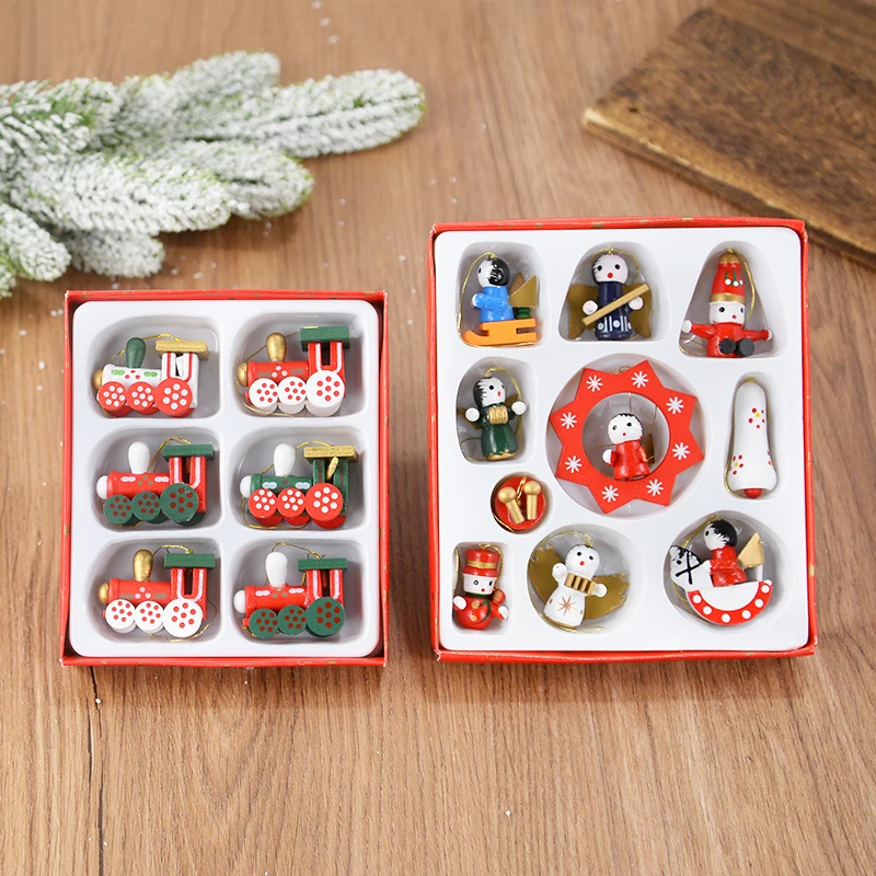 

6/10Pcs Christmas Tree Decoration Wooden Small Train Hanging Pendants Christmas Party Decorations For Home Xmas Navidad New Year