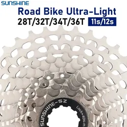 SUNSHINE Ultralight 11 Speed Road Bike Freewheel 12 Speed 28T 32T 34T 36T Bicycle 11V Cassette Flywheel K7 Gravel for Shimano HG