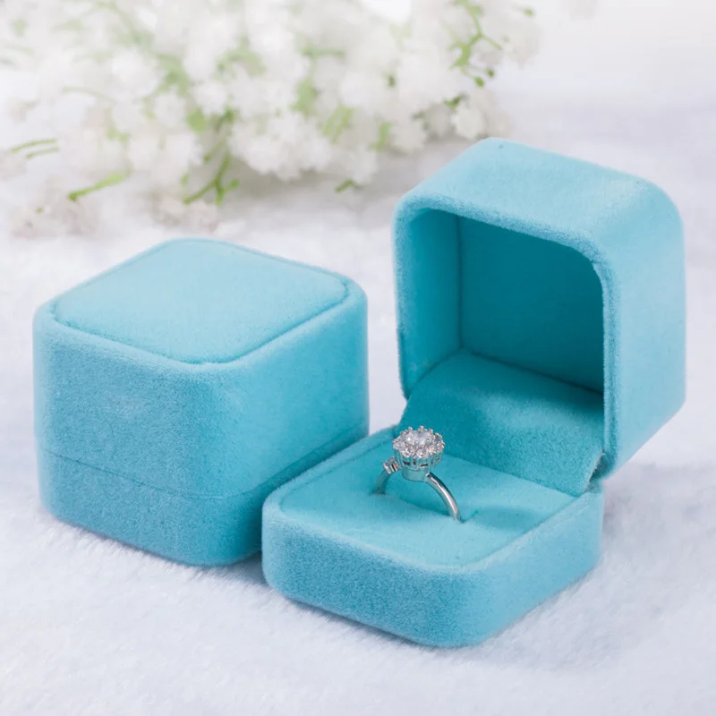 Caja de terciopelo cuadrada de 5cm, caja de anillo para boda, propuesta de joyería, accesorios de joyería, caja de regalos para el Día de San Valentín, 1 ud.