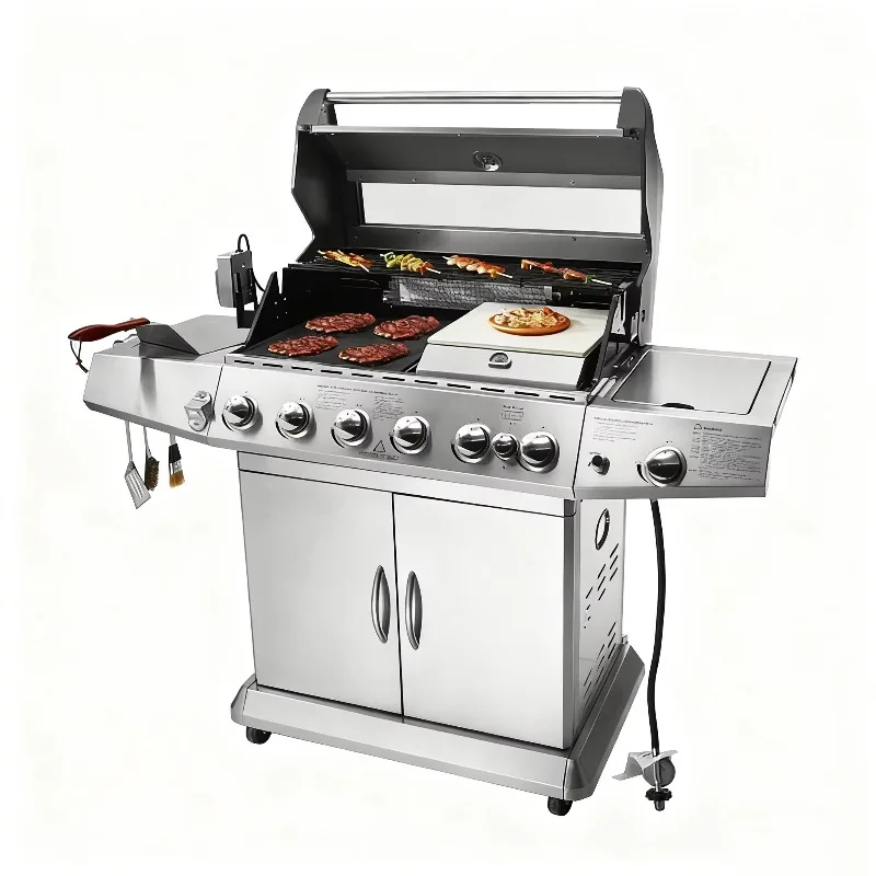 Heavy-duty 304 Stainless Steel Gas Grill - All-in-One Outdoor BBQ & Fish Roaster for Patio & Villa Use