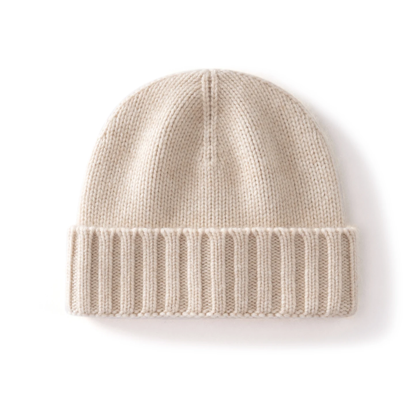 KOIJINSKY 35% Cashmere Knit Beanie Fine Chunky Stitch Ribbed Cuff Soft Warm Basic Solid Winter Hat for Women