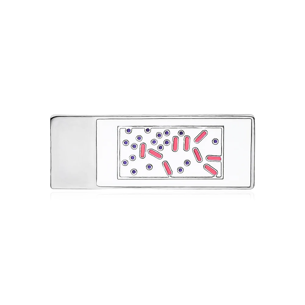 Gram Stain Microscope Slide Enamel Pin New Silver Plated Smooth Shiny Metal Brooch Science Microbiology Lapel Badge Jewelry