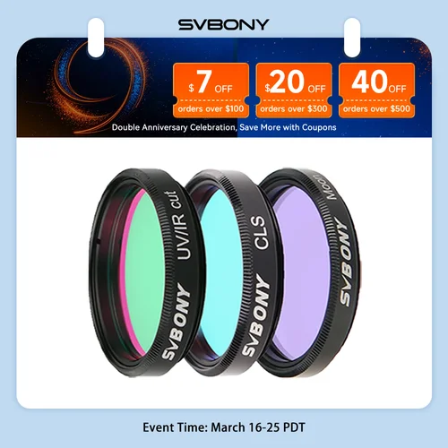 Imagen 1 del producto Filtro de astronomía profesional Svbony, filtro de luna/UV-IR/CLS de 1,25 pulgadas para observación ocular de telescopio astronómico