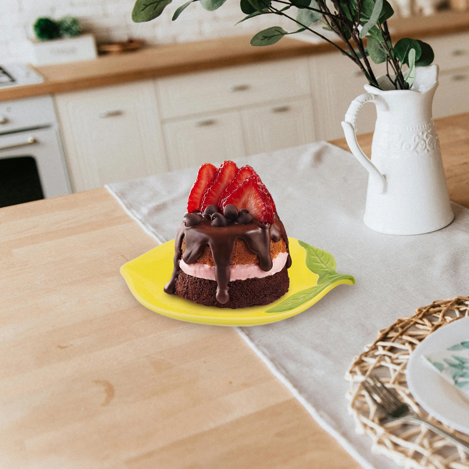 

2Pcs Lemon Shaped Ceramic Fruit Plates Creative Small Serving Dessert Salad Snack Bowls Dessert Fruit Ceramic Bowl