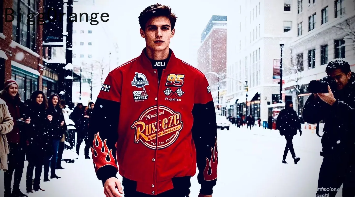 

New American Harajuku personalized casual loose button baseball uniform fashionable trend letter embroidery red splicing jacket