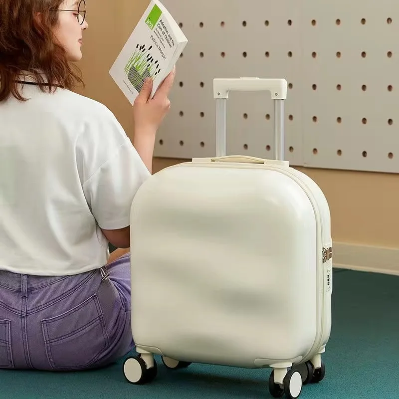 Valigia da 18 pollici valigia Trolley per studenti borsa per bagagli con Spinner per cabina con ruota rotante di grande capacità Carry on Kids Boarding Password Box