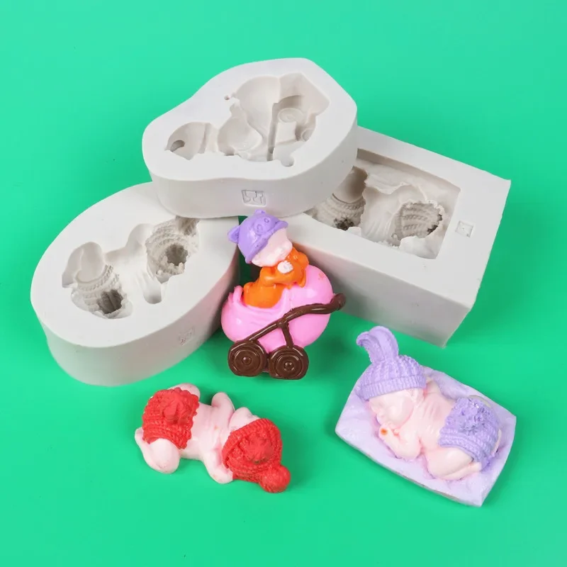 Fondant Cake Mold Baby Sleeping Baby Silicone Mold Baby Stroller Soap Mold Essential Oil Soap Mold