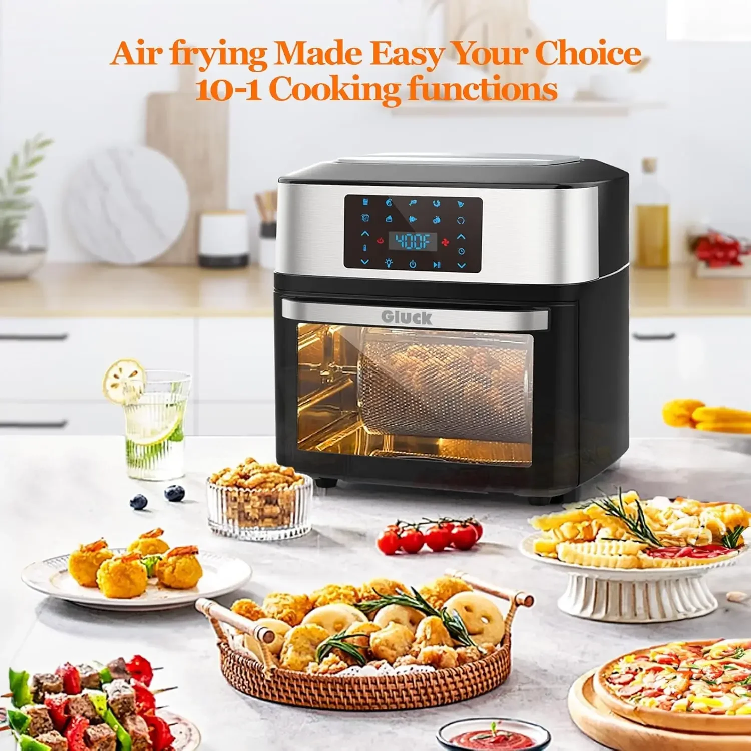 Air Fryer Oven, 10-in-1 20 QT Oven with Visible Cooking Window, Large Air Fryer Toaster Oven Combo