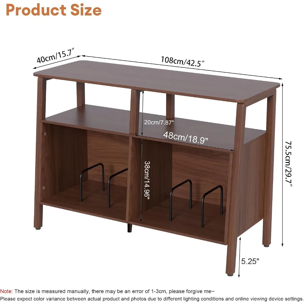 Large Record Player Stand,with Open Storage Holds up to 300 Albums
