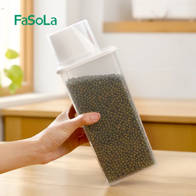 FaSoLa Plastic Storage Container Food Organizer Rice Dispenser Jars for Bulk Cereals Kitchen Storage Preservation Box