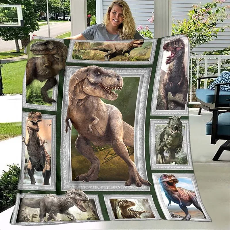 Dinosaur Throw Blanket Boys Gift Ancient Animal Flannel Fleece Blanket Dragon Blankets for Couch Sofa Bedroom Living Room