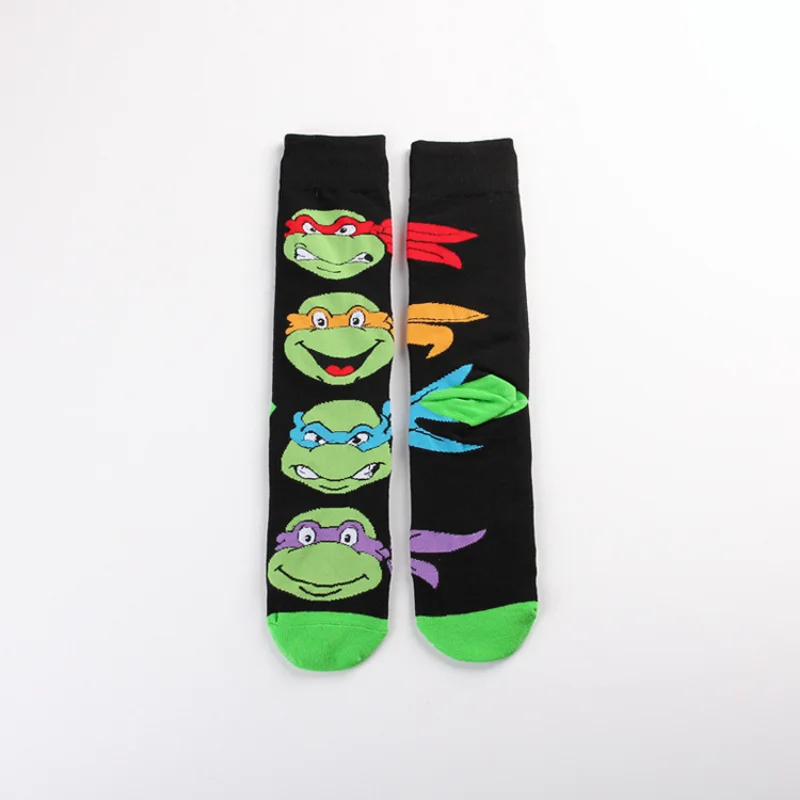 Anime Teenage Mutant Ninja Turtles Socks Cartoon Knitted Cotton Socks Pure Cotton Male Fashion Trend Tube Socks Direct Selling