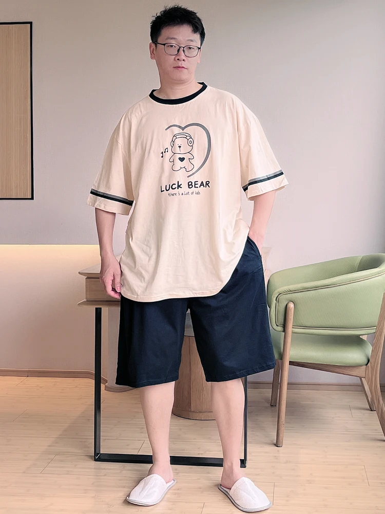 メンズ夏綿パジャマ半袖ルーズフィットホーム服薄型モデル屋外着用に適した快適な寝間着