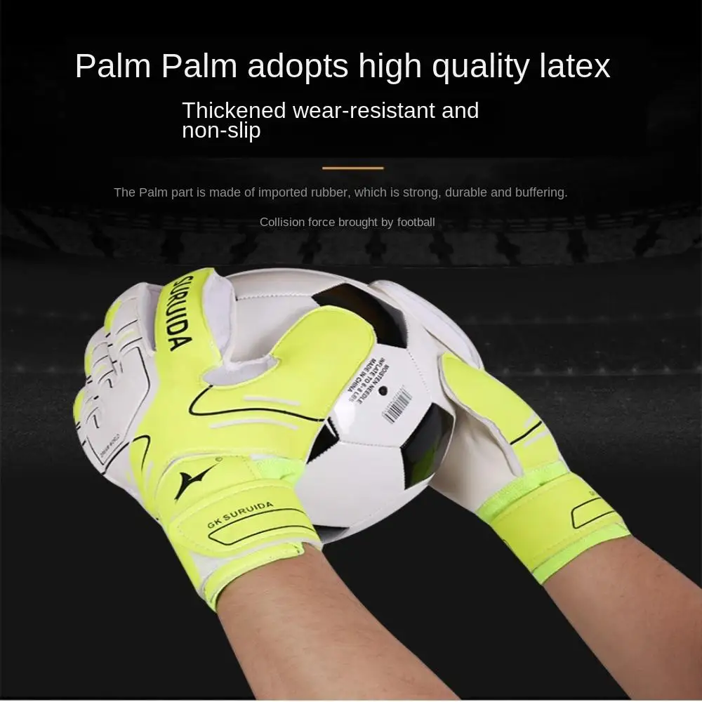 1 Pair Size 5-10 Goalkeeper Gloves Thickened Latex Kids Football Goalie Gloves Soft Adjustable Game Goalkeeper Gloves