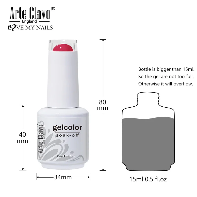 Arte Clavo Color Gel Smalto per unghie Vernish semipermanente Soak Off Gel UV Unghie a lunga durata per manicure Nail Art Gellak 15ml