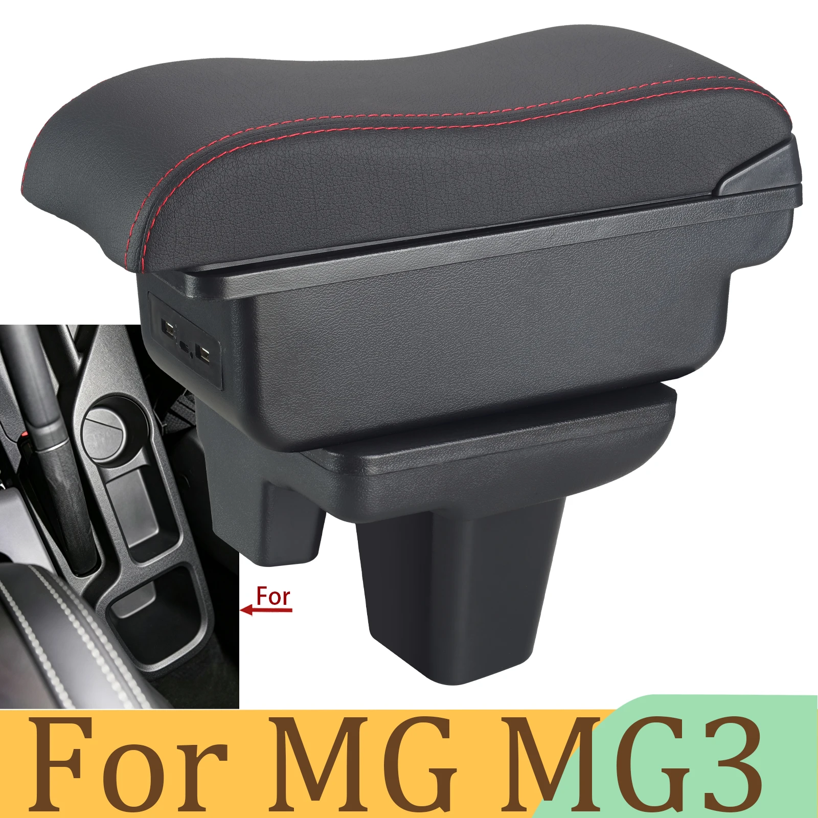 For Morris Garages MG3 Armrest Box Center Console Central Store Content Storage Box with Cup Holder USB Australian Right Driving