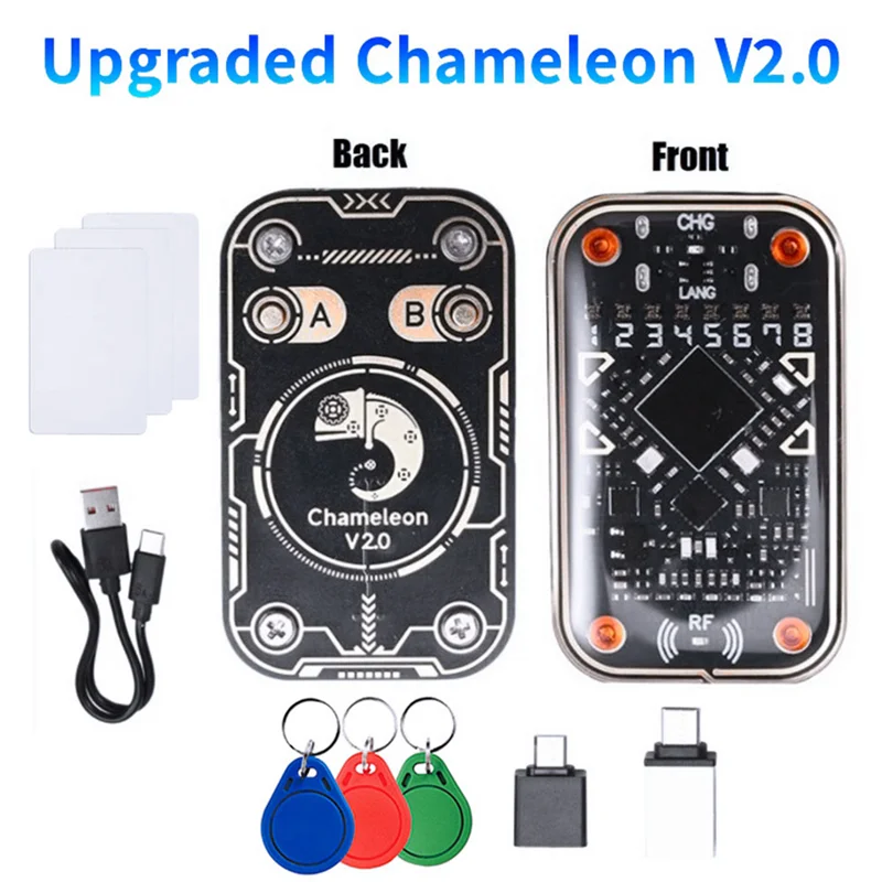 

BNVN-Chameleon Ultra V2.0 RFID Смарт-чип-эмулятор 125 кГц 13,56 МГц Декодирование карт NFC Дубликатор + 3 брелока/карта XCUID