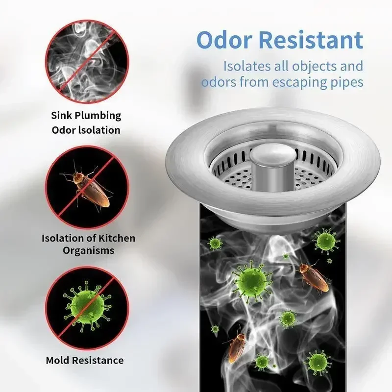 

【FreeShip】Popular Upgraded 3 in 1 Kitchen Sink Drain Strainer - Stainless Steel Sink Stopper