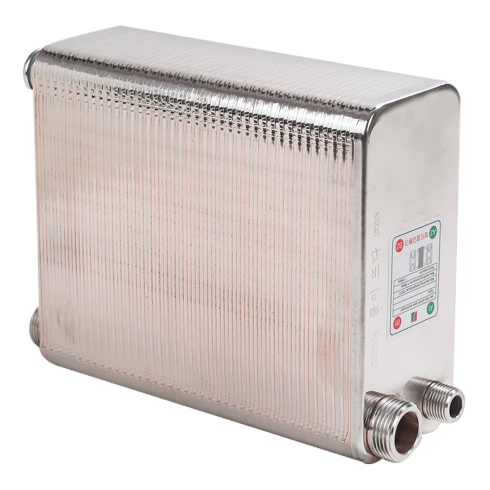 80 Plates Heat Exchanger Beer Wort Chiller Cooler Brazed Plate Type SUS 304 Stainless Steel For Homebrew Cooling