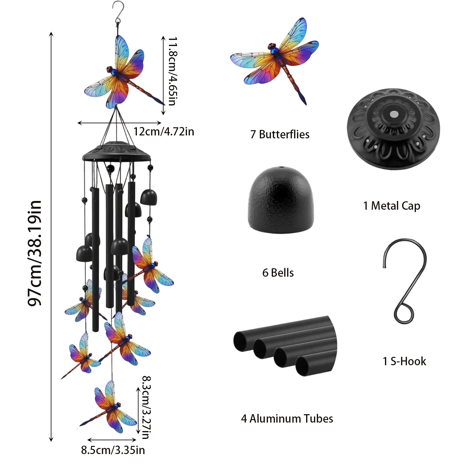 Red Bird Wind Chimes Garden Metal Wind Chime Pendant with Hand-Painted Decoration Indoor And Outdoor Hanging Decorations