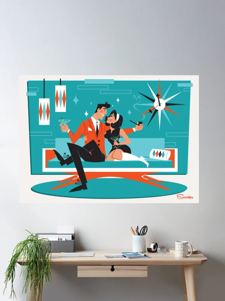 Art Scooter Love Seat Photo Canvas POSTER ,Home Decor Wall art painting