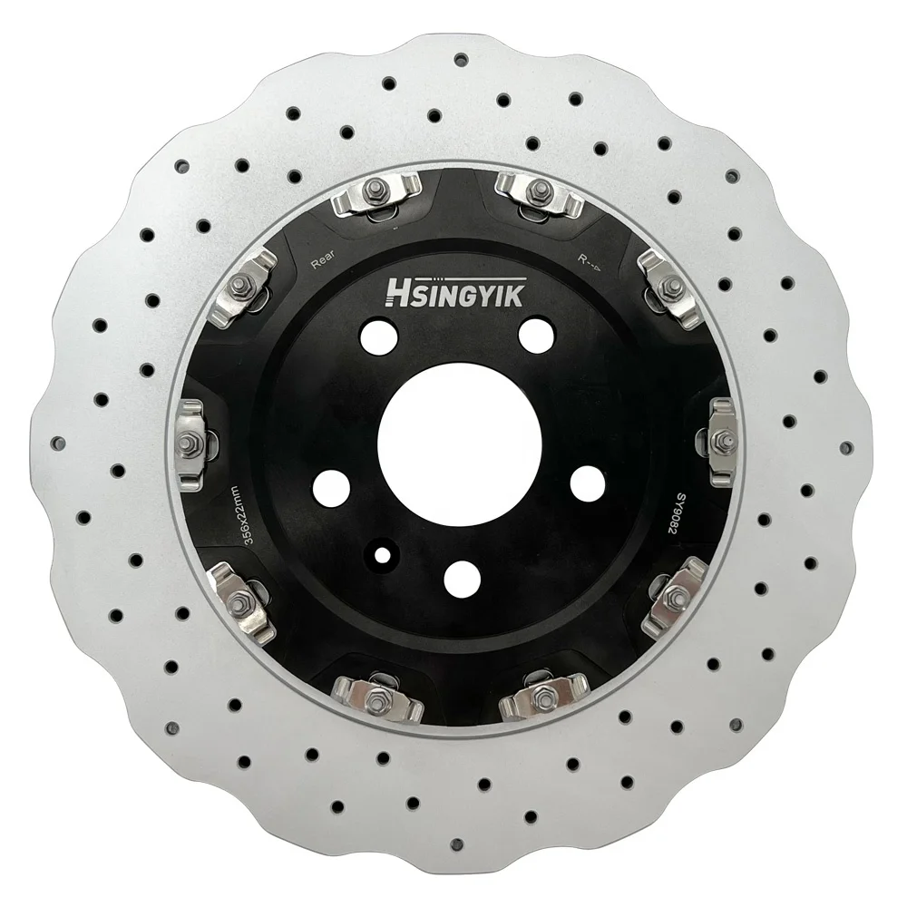 

Hsingyik Black Hat Wave Full Float 2 Pieces Rotor Rear Brake Disc for RS6 RS7 Sportback OE 4G8615601 356x22MM