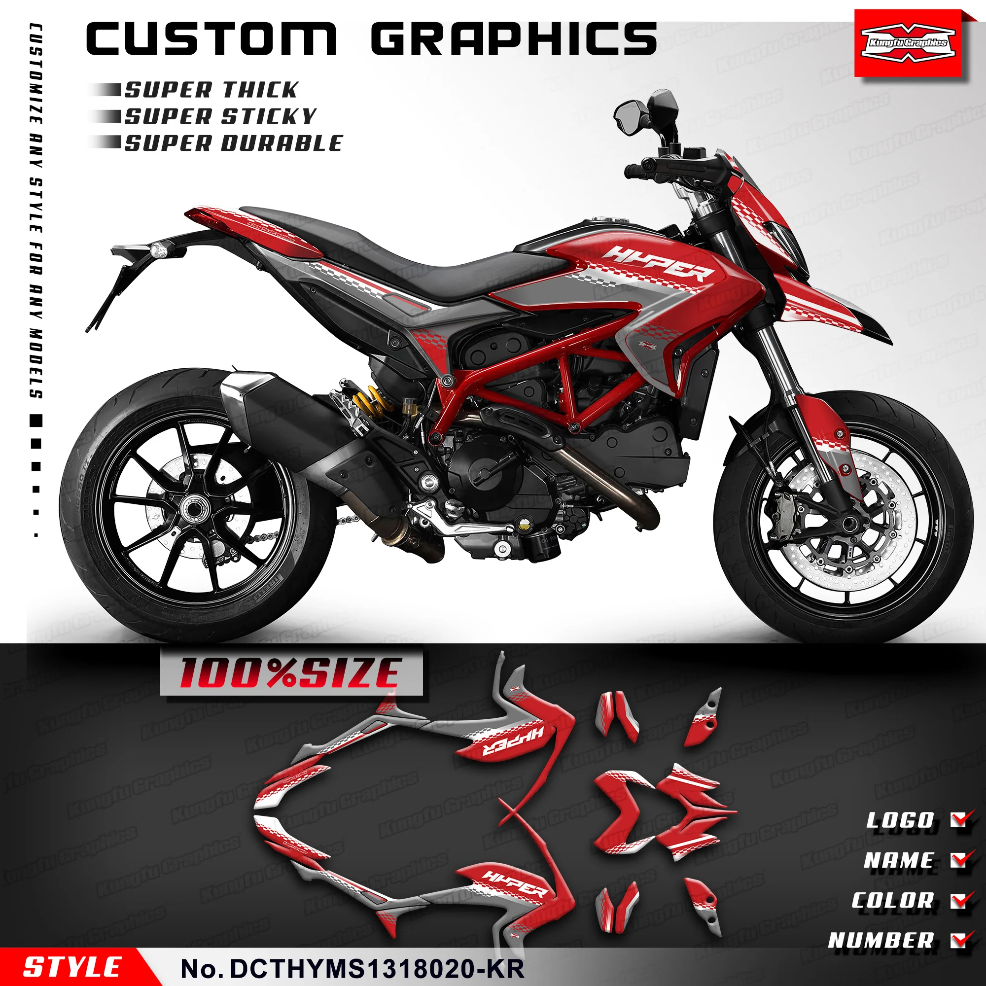 

Комплект графических наклеек KUNGFU GRAPHICS для DUCATI Hypermotard Hyperstrada 821 939 2013 2014 2015 2016 17 18, DCTHYMS1318020-KR