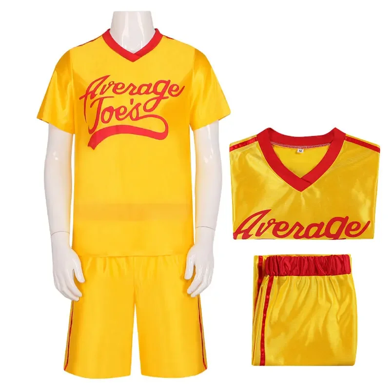 Movies Crazy Dodgeball Cosplay Costumes Average Joe's Adult Yellow Jersey Set Dodge-ball T-shirt Halloween Carnival Outfit