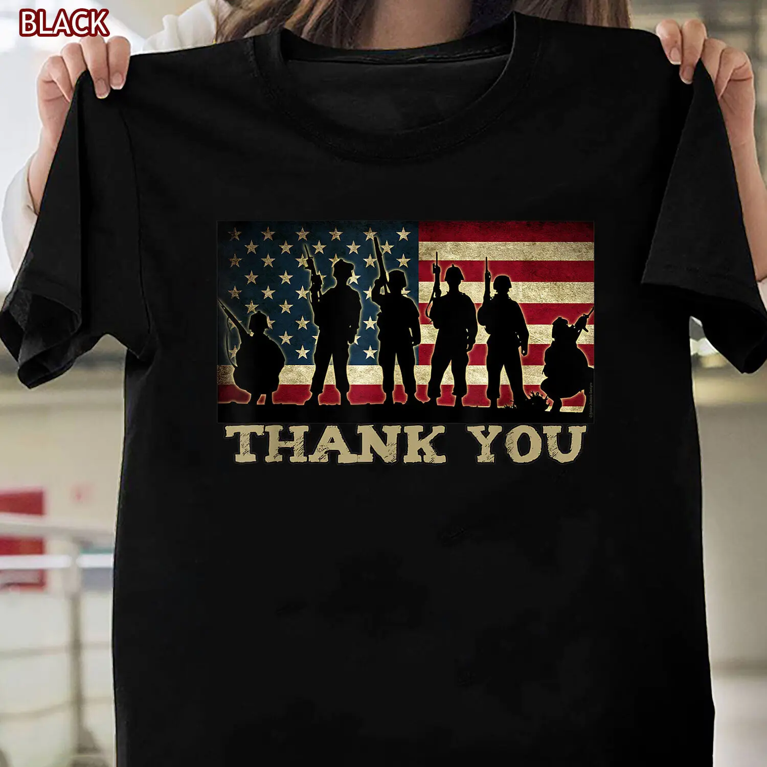 Patriotic THANK YOU Soldiers and Veterans American Flag Gift Unisex T-Shirt