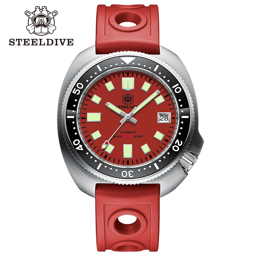 Steeldive ​SD1974 White Dial Sapphire Glass Turtle Diver 44MM Men NH35 200M Waterproof Dive Watch with Ceramic Bezel